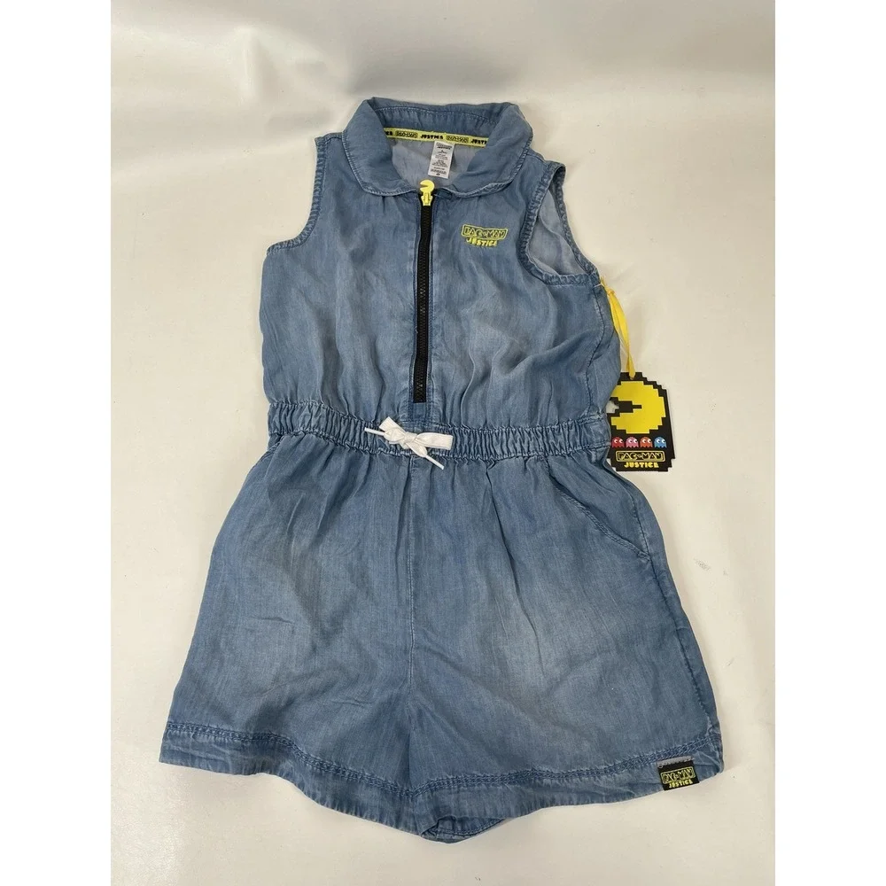 Justice Girls Pacman‎ Chambray Romper Size L Blue